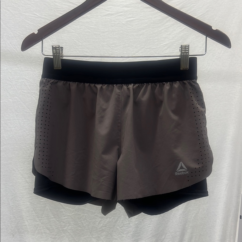 Reebok brown Athletic Shorts with 2-in-1 Design